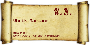 Uhrik Mariann névjegykártya